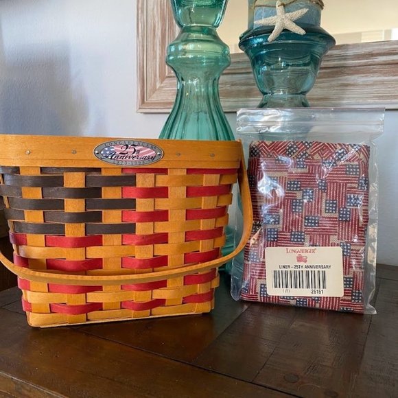 Longaberger Other - Longaberger 1998 Collectors Club 25th Anniversary Flag Basket and Liner
